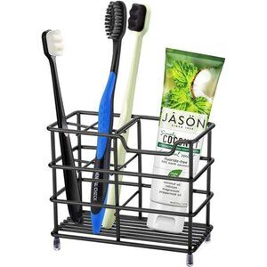 Stainless Steel Bathroom Toothbrush Holder Toothpaste Holder Organizer Black